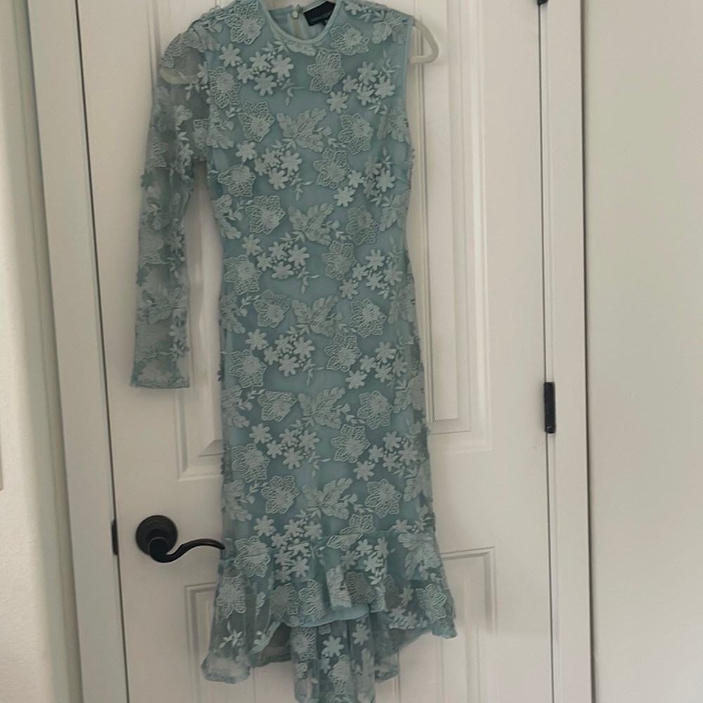Light Blue Dress with floral appliqués